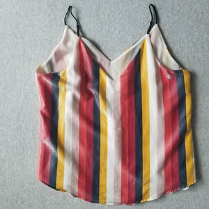 Express Striped Irredesent Camisole Tank Babydoll Top Fairy Feminine Dainty Sz L